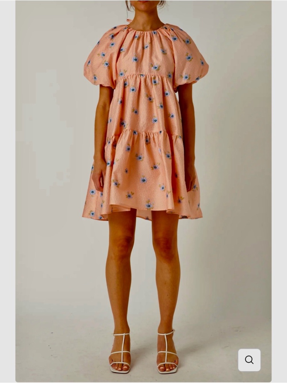 Endless Rose Peach Dress with Blue Floral Print, NWT, SZ XS